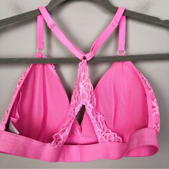 XHILARATION | Neon Pink Lace Triangle Bralette Racerback Cutout Women’s X-Large - Picture 7 of 8